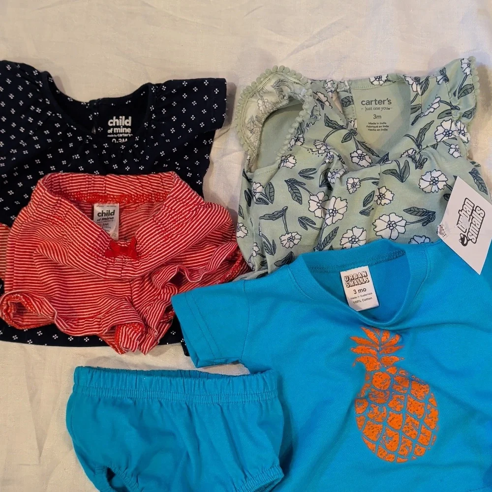 Baby Girl (0-3 Mo.) Summer Lot (26 PCs) Mostly New Carter's 2 